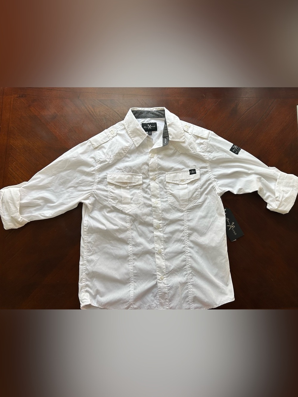 Marc Ecko White Casual Button-Down Shirt size M - Picture 2 of 9